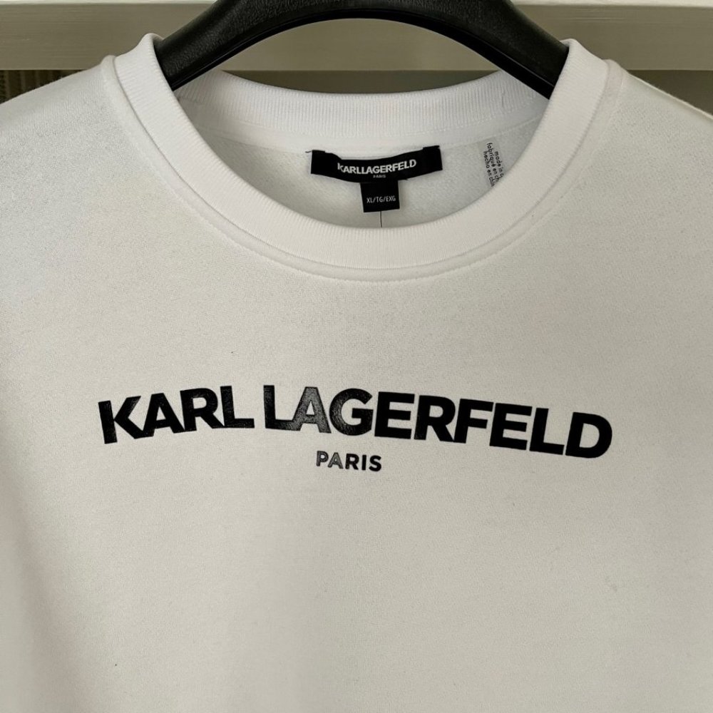 Karl Lagerfeld Paris NWT Mens White Sweater XL LOGO